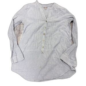 J Jill Top S Light Blue V-Neck Long Pleated Sleeves Minimalist Business Casual